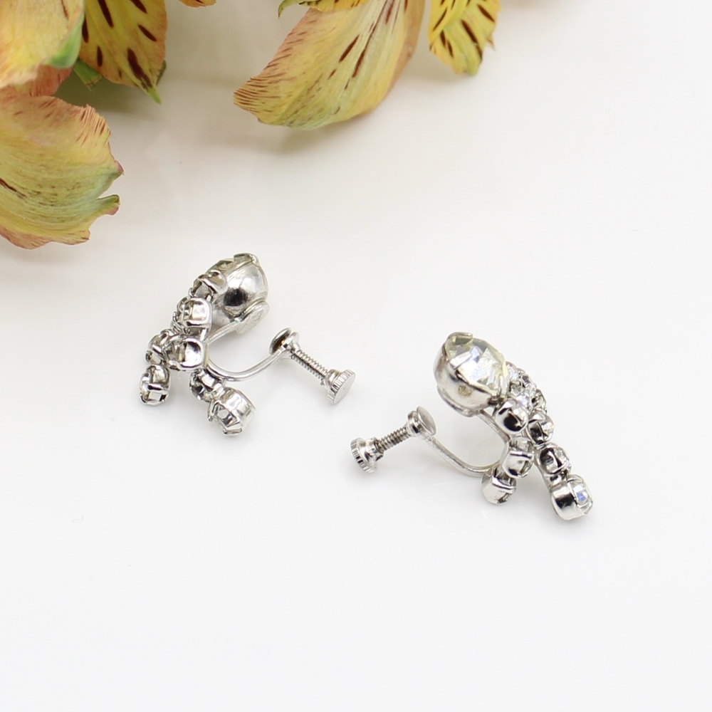 Vintage rhinestone dangle earrings - Picture 3 of 6